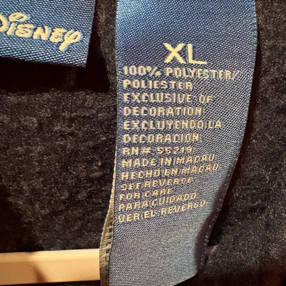 Disney Mickey Mouse Navy Blue Quarter Zip Hooded Fleece Kangaroo Sweatshirt XL - Picture 4 of 8